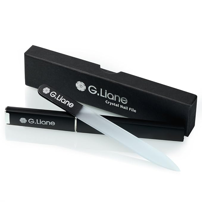 Crystal Nail File-Double Sided Etched Glass Nail Files, Alternative to Metal Nail File & Emery Boards (Black)