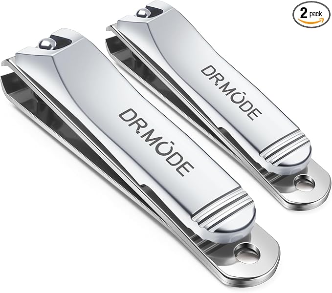 DRMODE Finger Nail Clippers Adult, 2 Pack Large & Small Nail Clippers Set for Men Wome Fingernail Toenail, Stainless Steel Sharp Toenail Clippers Travel Nail Cutter Timmer with Case