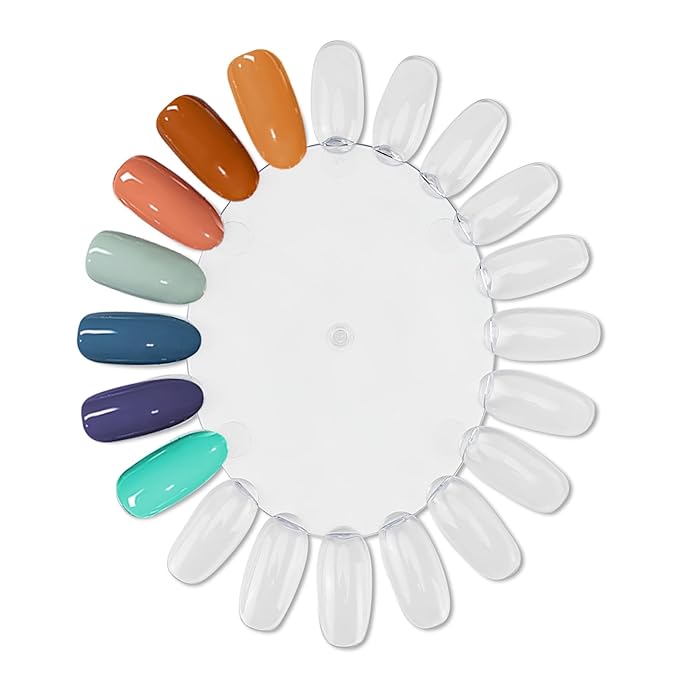 20Pcs False Nail Swatches Wheels Nail Wheel Art Plastic Nail Polish Display Wheel for Manicure Swatches for Nail Polish Color Show Nail (Clear 20 Tips)