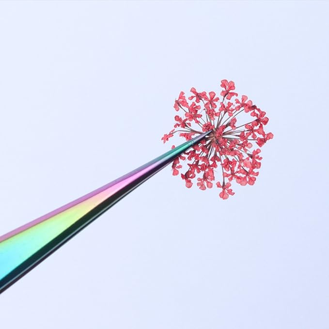 WOKOTO Nail Tweezers And Scissors Kit Straight Curved Rainbow Stainless Steel Precision Tweezers Set For Nail Art Sticker Rhinestone Eyelash Extensions Picker Tools