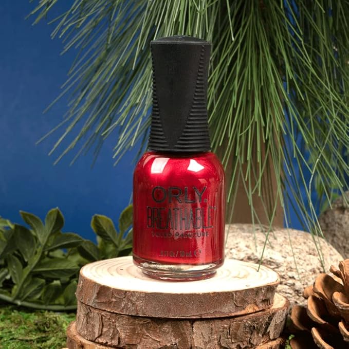 Orly Breathable Nail Polish 'Cran-Barley Believe It | Candy Apple Red Shimmer Nail Lacquer and Treatment 0.6 fl oz