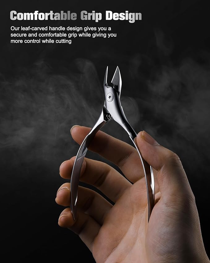 FERYES Full Jaw Cuticle Trimmer - Heavy Duty Nail Cuticle Cutter Clipper with Built-in Spring - Precision Cuticle Remover Tool for Perfect Nails