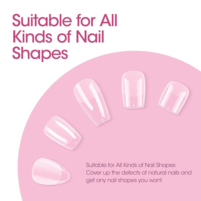 Gellen Short Square Nail Tips, 504Pcs Half Matte Full Cover Nail Tips Pre-shape Gel Nail Tips Acrylic False Press on Nails for Nail Extension Nail Art DIY Salon 12 Sizes
