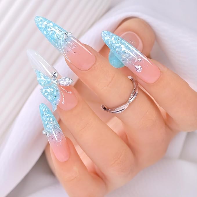 Double Rhythm 0.5Oz Glitter Gel Polish Same Color Same Bollte Shimmer Reflective Color for Nail Art Salon DIY Soak Off 15ml Nail Lamp Gel Polish at Home (Candy Blue-B1201)