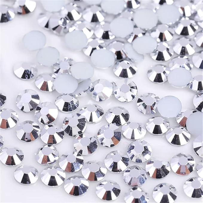 3000 Pieces SS12 3mm Flatback Rhinestones Clear Glass Round Gems Crystals for Nail Art DIY Crafts Clothes Shoes Bags （Silver）