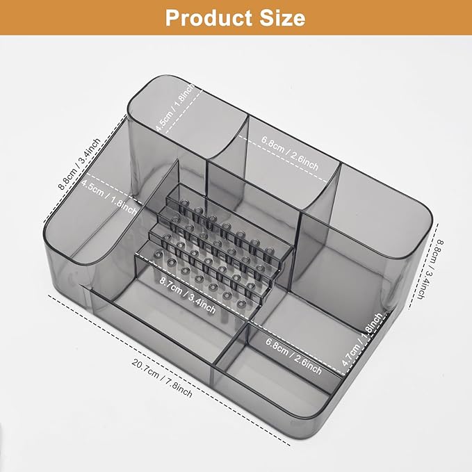 ANRUI Nail Drill Holder, 28 Holes Nail Drill Machine & Bits Storage Box, Acrylic Nail Drill Bit Holder, Professional Nail Drill Organizer Box for Manicure Tools - Grey