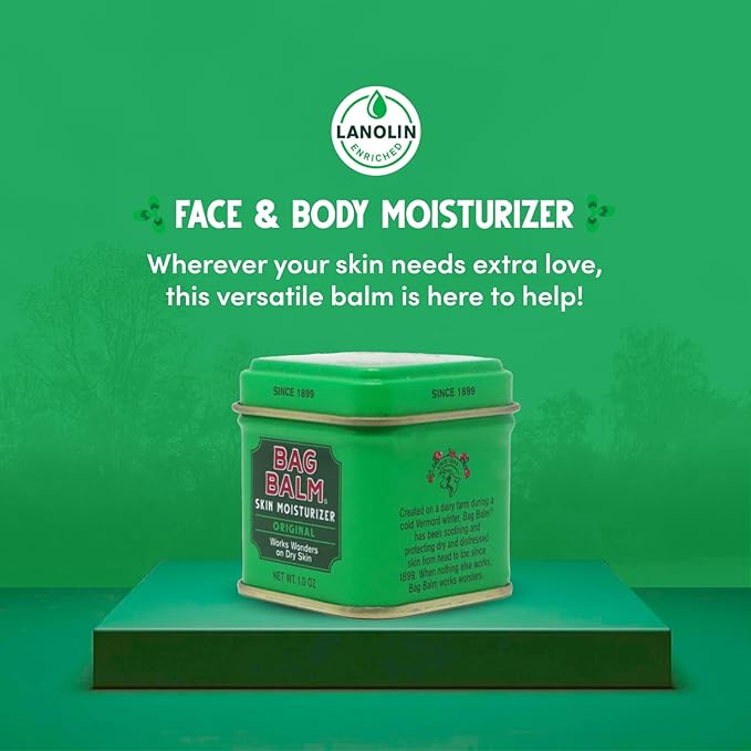 Bag Balm Vermont's Original Ointment, 1 Ounce Tin (Pack of 4), Moisturizing Ointment for Dry Skin that can Crack Split or Chafe on Hands Feet Elbows Knees Shoulders and More