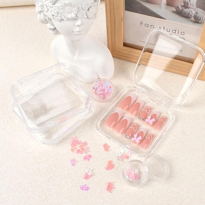 15PCS Press On Nail Storage Box Fake Nail Container Packing Box With Adhesive Double Sided Tape for Nail Art Storage (Not Include Press On Nail)