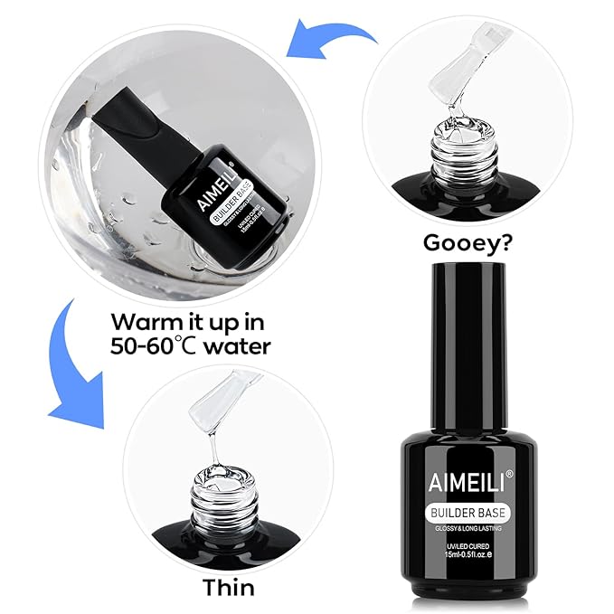 AIMEILI Hema Free Builder Base Gel Clear Builder Nail Gel for Nails Extension Soak Off U V LED Gel Polish 15ml