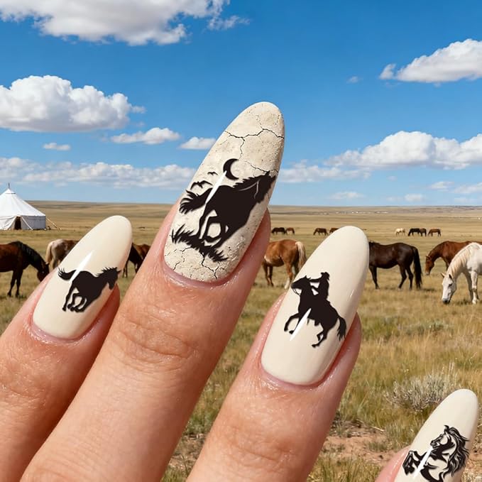 PH PandaHall 4pcs Horse Nail Stamping Plate Running Horse Nail Art Template Animals Nails Arts Stencils Horseshoes Manicure Design Stamper Nails Image Plates for Women DIY Manicure Salon Printing