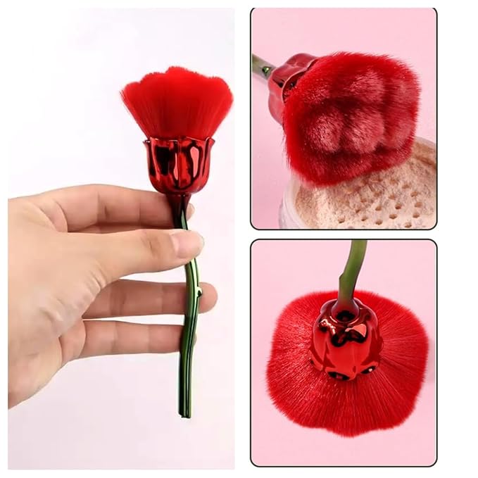4 Pcs Nail Art Dust Powder Remover Cleaner Brush，Rose Nail Art Powder Dust Removal Brush Nail Dust Brush Soft Nail Dust Cleaning Brush for Nail Trimming Cleaning Makeup Brush Tools (Mixed-Color)