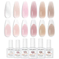 modelones Jelly Gel Nail Polish Set, French Tip Base Color Gel Polish Milky White Nude Pink Neutral Sheer Translucent Hema Free 6 Colors Gel Nail Kit Soak Off UV Spring DIY Manicure Gift Women