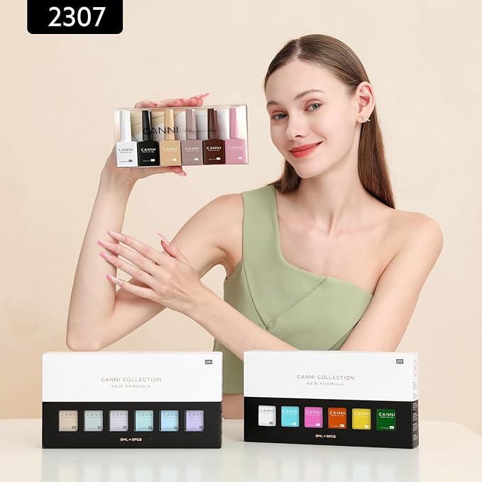CANNI 9ml Hema-Free White Black Fall Gel Nail Polish Set- 6Pcs White Black Nude Pink Brown Fall Colors Gel Polish Kit, Soak Off LED Nail Gel Manicure Kit DIY at Home Salon Gifts for Women Girls