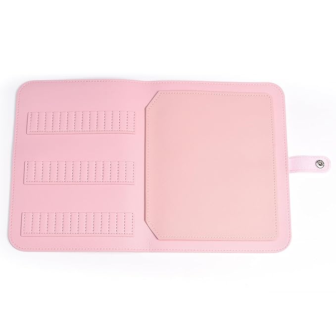 Nail Drill Bits Holder Portable PU Leather Nail Drill Bit Storage Bag 84 Holes Nail Bits Displayer Organizer Large Space Snake Print Nail Drill Bit Organizer (Drill Bits Not Included) (Pink)