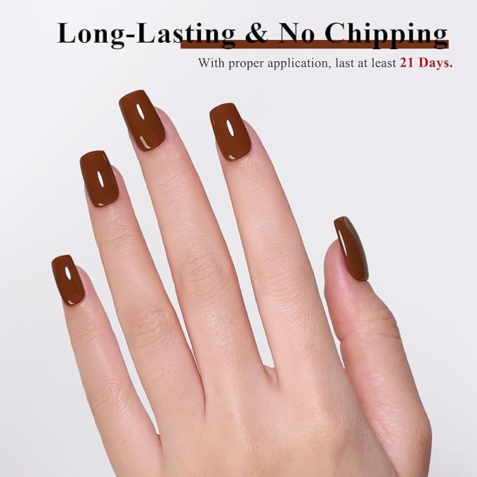 Imtiti 10ml Brown Gel Nail Polish Long Lasting Soak Off UV Led Fall Gel Polish Salon DIY at Home Gift for Women 1Pcs