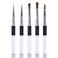 5Pcs Nail Art Brush Set Rhinestone Handle Gel Polish Nail Art Design Brushes for Salon and Home DIY Manicure