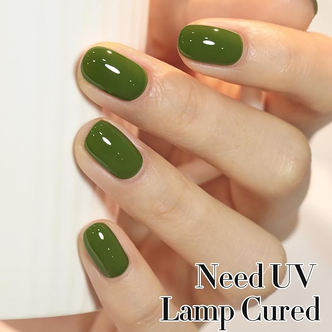 Double Rhythm 0.50 OZ Gel Polish Hema Free Same Color Same Bottle Golden Round Translucent Neutral Natural Milky 15 ML Jelly UV Polish Art DIY at Home (Dark Green-C1306)