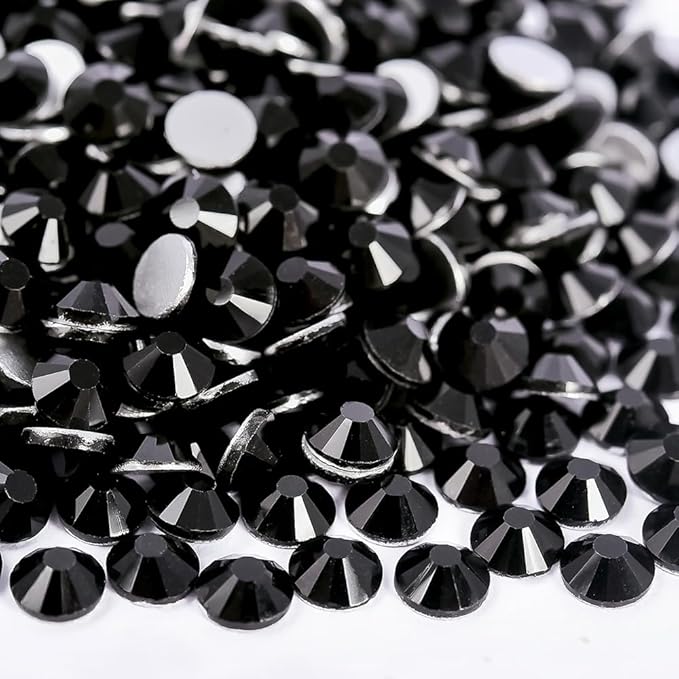 Blinginbox Jet Black Flatback Rhinestones for Bedazzling Round Glass Gems for Nails Art and Crafts 2880pieces Mixed SS6-20,0.07-0.18inches