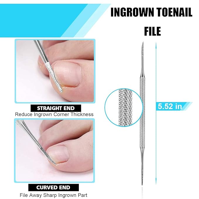 Ingrown Toenail Tool Kit (9PCS), Professional Toe Nail Clipper Set for Ingrown & Thick Nail, Stainless Steel Ingrown Toenail Kit, Surgery Grade Manicure Pedicure Tool by Dualeco