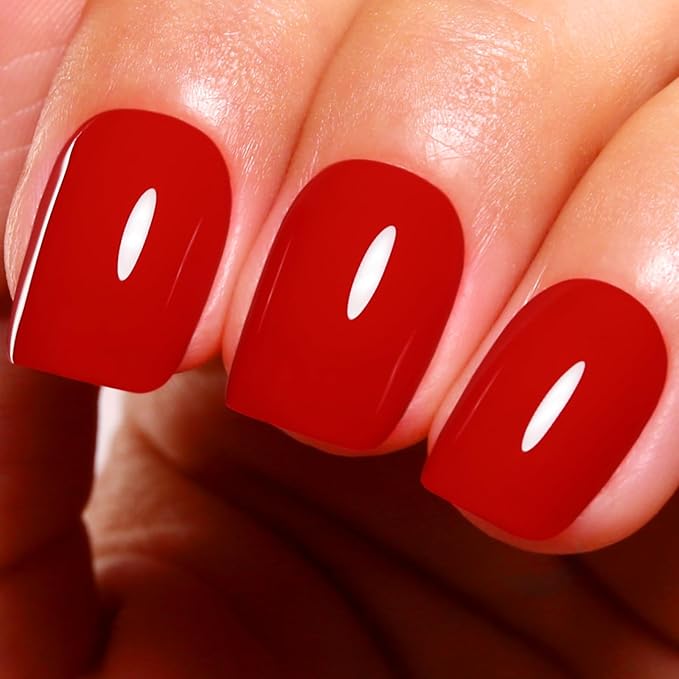 Gel Polish, 0.5 Fl Oz Bright Red Gel Nail Polish Autumn Winter Soak Off LED UV Gel Nail Polish Art Starter Manicure Salon DIY Nail Gel Polish