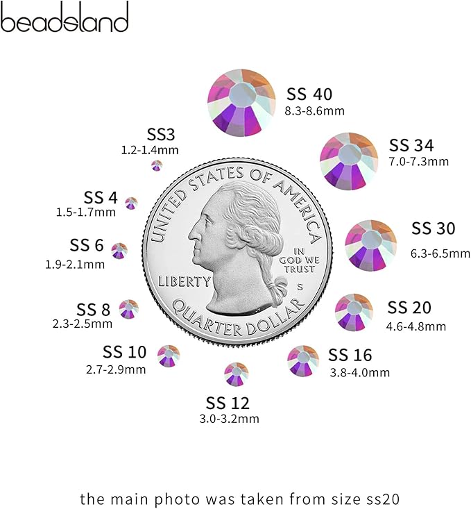 Beadsland 2880pcs Flat Back Crystal Rhinestones Round Gems for Nail Art and Craft Glue Fix, Transparent AB,SS10,2.7-2.9mm
