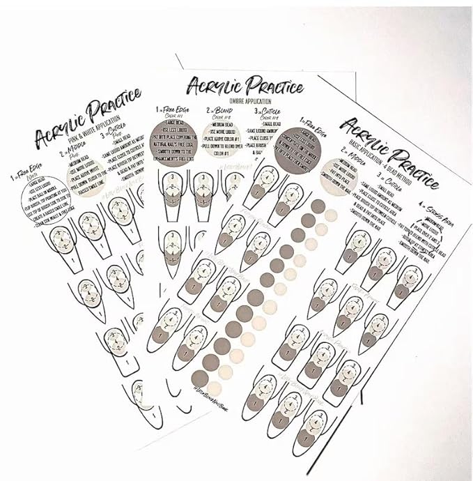 Acrylic Nail Practice Sheet Acrylic nail training mat reusable Nail art practice Sheet Acrylic bead placement training sheet, Pracrice how to do acrylic nail art ombré French tip duck nails stilettos