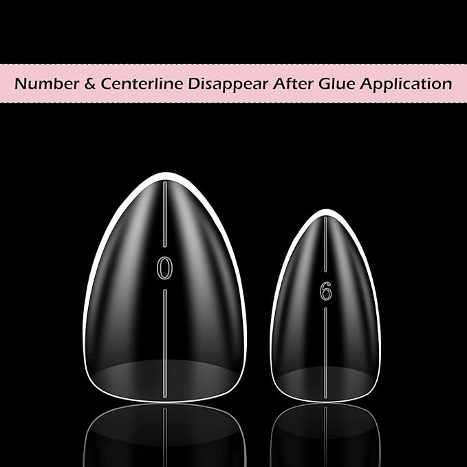Short Almond Nail Tips, 510Pcs Thick Almond Full Cover Fake Nails, Clear Press-On Nails French Acrylic False Nail Tips for Salon Home DIY 15 Sizes