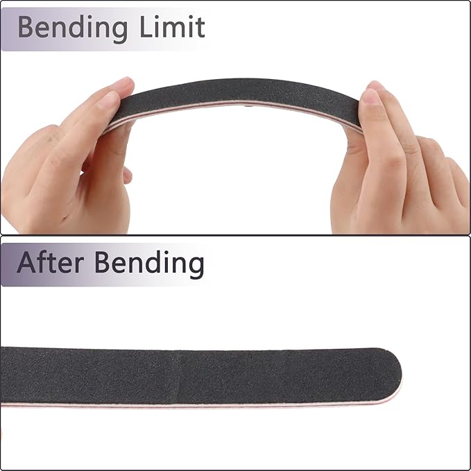 30 Pack Professional Emery Boards - 100/180 Grit Nail File Pack for Acrylic and Natural Nails, Black