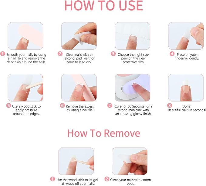 Polka Dot Semi Cured Gel Nail Strips - Pink Ombre Nails with White Dots, DIY Nail Art Kit, Salon Quality at Home Manicure, 20PCS Long Lasting Gel Nail Polish Strips