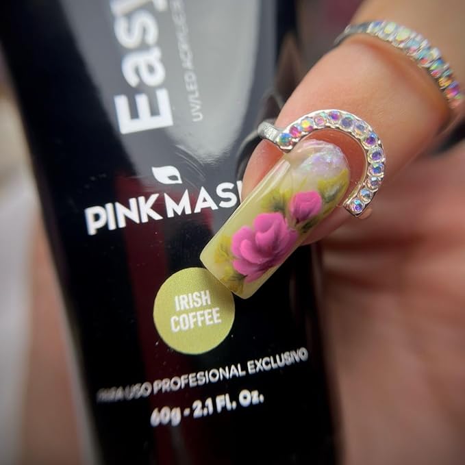 PINK MASK Easy Gel 2oz 60g-Irish Coffee, Professional Builder Enhancement Gel-Quick Nail Extension for Beginner DIY, Nail Strengthener-Long Lasting-Salon Quality-Thickening Solution