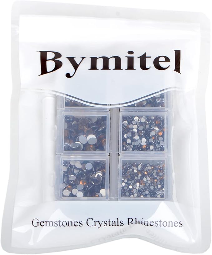 Bymitel 5000 Pieces 6 Mixed Sizes Glue Fix on Glass Rhinestones Round Crystal Gems Flatback for DIY Jewelry Making with one Picking Pen(6-Sizes 5000PCS, Lt. Amethyst)