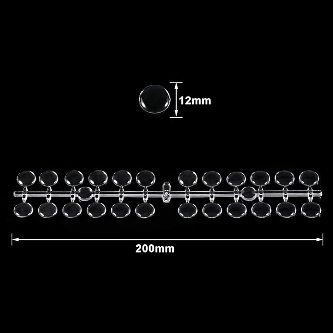 Maitys 480 Tips Round False Nail Display Tips Clear Nail Color Display Chart Card Sticks with Adhesive Sticker for Bottles Colorful Polish DIY Training Practicing Displaying