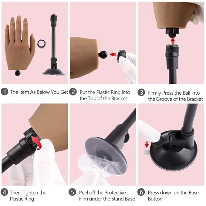 Practice Hand for Acrylic Nails with Stand Bracket, Silicone Fake Hands to Practice Fake Nails Mannequin Hand for Nails Practice and Nail Art Color2 Single Left Hand
