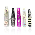 2025 Long Novel Design Reusable 100% Handmade PMMA Acrylic Press On Nails Kit with Box Gift for Women (Multicolor, M)