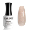 RARJSM Nude Glitter Gel Nail Polish Cashmere Brown Iridescent Shimmery Jelly Gel Polish Neutral Color Skin Tone 15ml Sparkle Rainbow Pigment Gel Soak off UV LED Cured for Home Salon DIY Nail Art