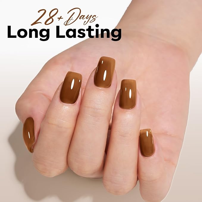modelones Gel Nail Polish Jelly Brown Tea Translucent Gel Polish Tortoiseshell Sheer Nails Soak Off LED Nail Lamp Nail Manicure 15 ML