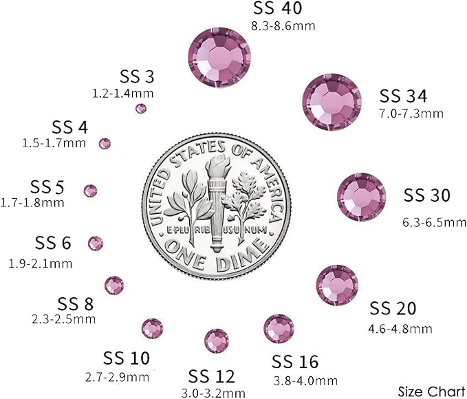8000pcs Hotfix Rhinestones Flatback,Rhinestones for Crafts Clothes Mixed 6 Sizes, Hotfix Crystals with Wax Pencil Kit, SS4-SS30,Lt. Amethyst