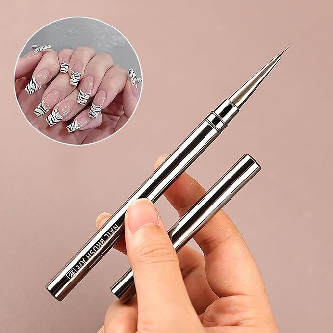 SILPECWEE 5pcs Nail Liner Brush (6,9,12,15,18mm) Thin Nail Art Brush Finger Nail Paint Brush Nail Detail Brush Nail Design Brushes Nail Pen Acrylic Manicure Brush Tools