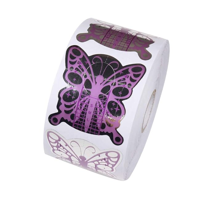 500Pcs Nail Form Pruple Bufferfly Shape Nail Art Guide Form Acrylic Tips UV Gel Extension Stickers Guide Stencil Manicure Tools for Nail Polish Guide
