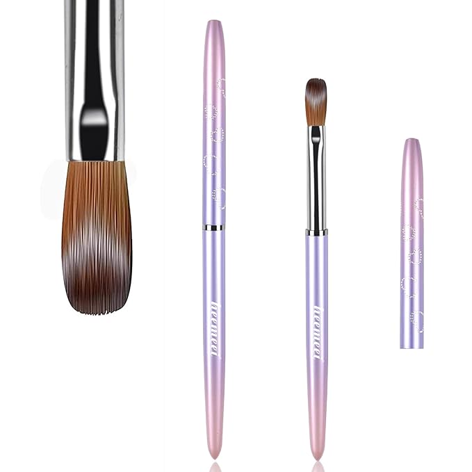 Acrylic Nail Brush Size 12, 100% Pure Kolinsky Nail Art Brush, Sturdy Handle Acrylic Powder Design Tools for Professional Manicure DIY Home Salon (12#)
