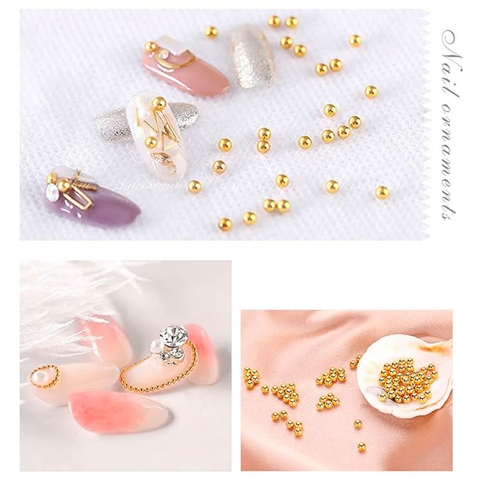 Nail Art Metal Beads 3D Steel Balls Studs Nail Beads Gold & Silver Mixed Size Caviar Beads for DIY Crafts Decoration 6 Size