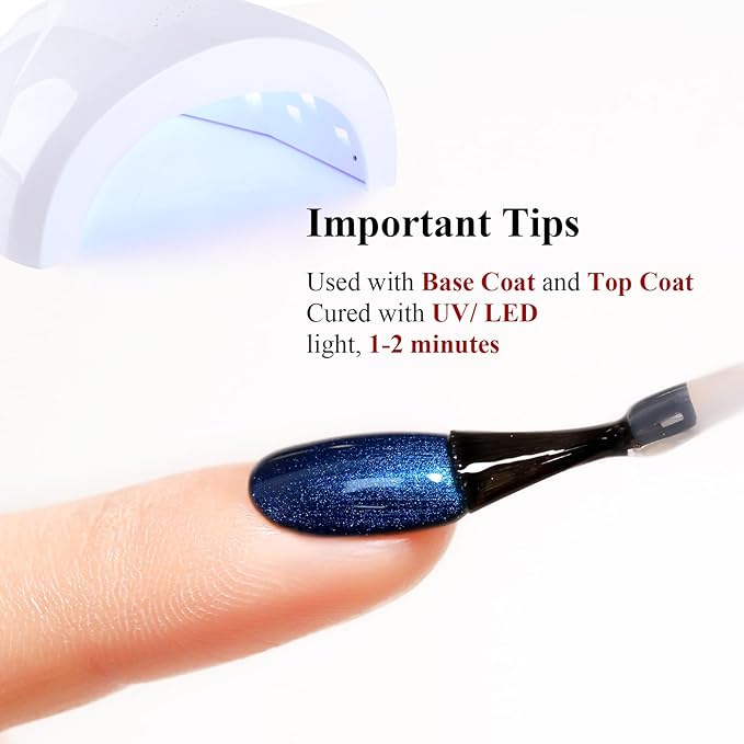 Pearl Gel Nail Polish, 0.5 Fl Oz Navy Blue Glitter Pearl Gel Nail Polish Sparkle Shimmer Fall Winter for Art DIY Manicure Soak off LED UV