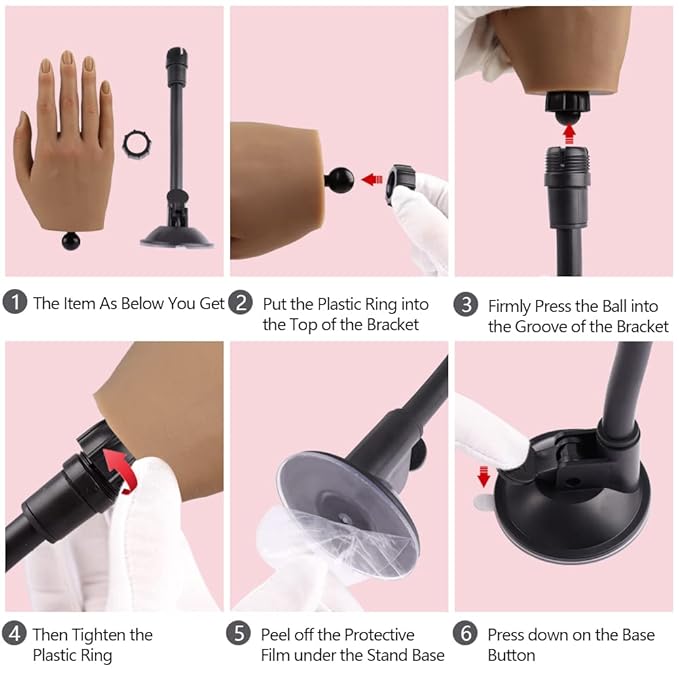 Practice Hand for Acrylic Nails with Stand Bracket, Silicone Fake Hands to Practice Fake Nails Mannequin Hand for Nails Practice and Nail Art Single Right Hand Color 2#