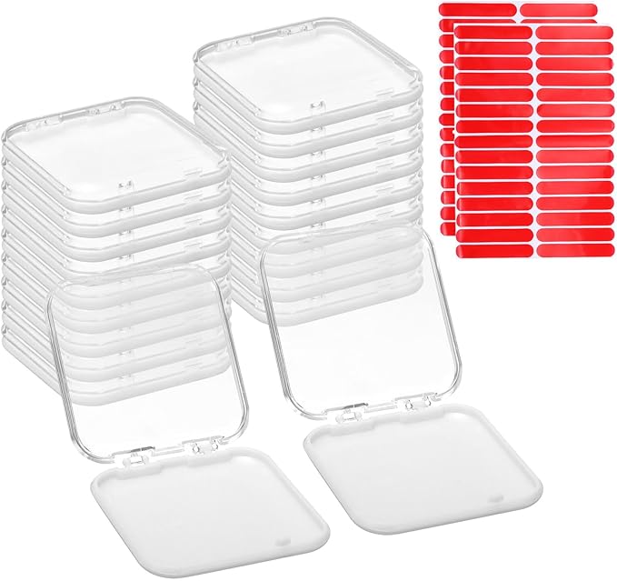 uxcell 20 Pcs Press on Nail Storage Box with Adhesive Double Sided Tape, Acrylic Nail Display Box for Nail Salon Home Storage Supplies, Clear/White