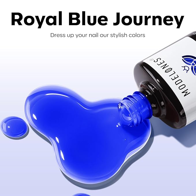modelones Blue Gel Nail Polish Jelly Translucent Gel Polish Deep Blue Sheer Nails Soak Off LED Nail Lamp Nail Manicure 15 ML