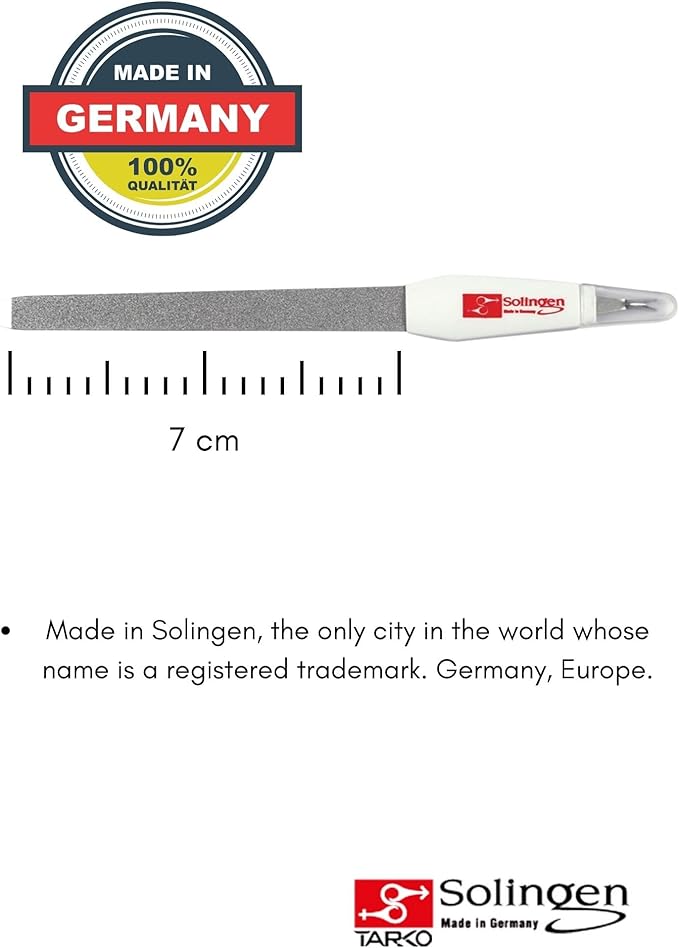 Solingen Sapphire Nail File & Cuticle Trimmer – Dual-Sided Professional Nail File for Fingernails & Toenails – Durable German Steel 2-in-1 Manicure Tool (Smal Size)
