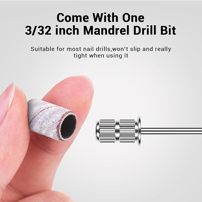 MelodySusie 100 Pcs Nail Drill Bits Sanding Bands for Nail Drill 240 Extreme Fine Grit Nail File Sanding Bands for Acrylic Nails Gel Manicures and Pedicure