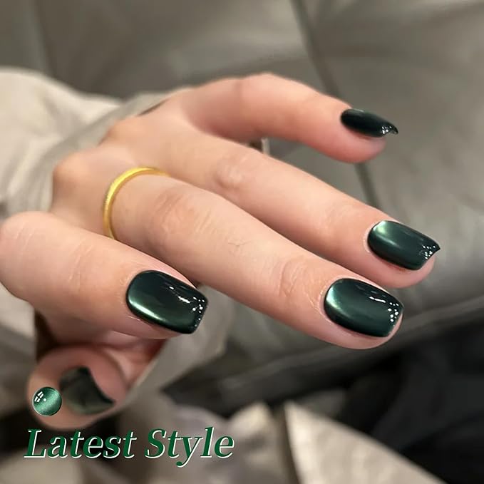BORN PRETTY Green Gel Nail Polish Set Shimmer Glitter Cat Magnetic Eye Gel Polish Olive Emerald Forest Light Green Soak Off U v Gel Polish Kit for Salon Manicure and Nail Art DIY at Home