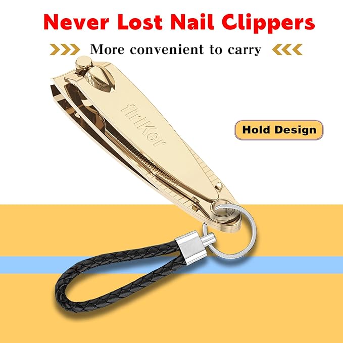 Nail Clipper Set, Sturdy Stainless Steel Fingernails & Toenails Clippers & Nail File, Sharp Effortless Fingernail Toenail Trimmer, Portable Nail Cutter for Women Men（Golden）