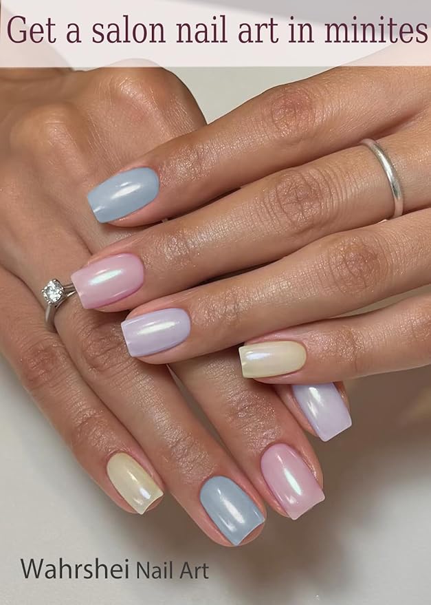 Semi Cured Gel Nail Strips, Glazed Donut Macaron 20pcs Adhesive UV Sticker, Wraps for Home Manicure DIY